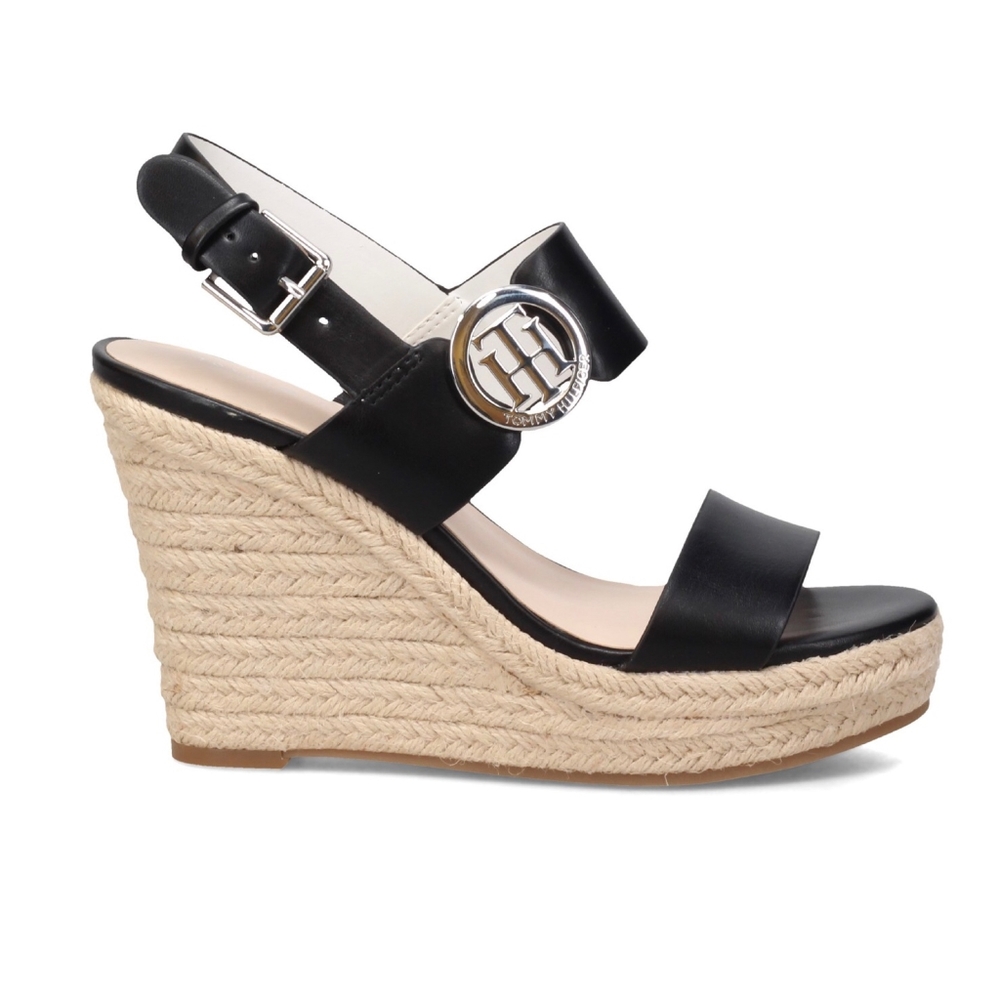 TOMMY HILFIGER Kahdy Black Espadrille Platform Sandals - Picture 7 of 13
